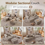 107" Cloud Modular Sectional Couches, Modern Convertible U Shaped Couch, 3 Seat Corduroy Comfy Deep Seat Sectional Sofa Oversize Deep Seat Sofa Camel
