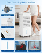 Portable Air Conditioners, Swamp Cooler Portable AC Unit for Room, Windowless Cooling Fan That Blow Cold Air w/Remote 5L Tank 12 Speeds 9H Timer, Evaporative Air Cooler for Bedroom Garage (White)