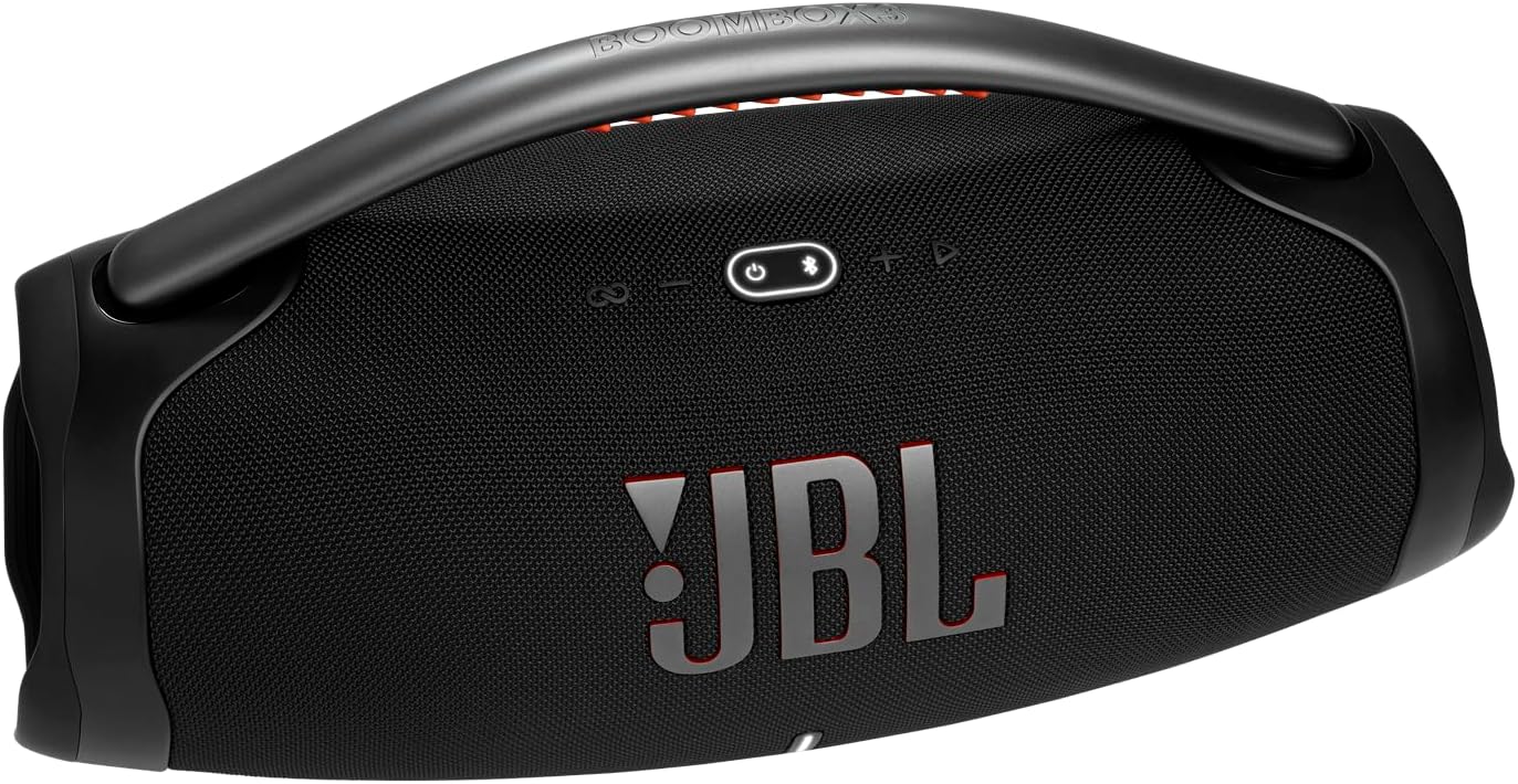 JBL Boombox 3 Black Portable Bluetooth Speaker with Massive Sound  Deepest Bass  IPX7 Waterproof  24H Playtime  PartyBoost