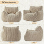 Giant Bean Bag Chairs for Adults Teens, Large Bean Bag Sofa Chairs with Filling Comfy Fuzzy BeanBag Chair with Armrests for Bedroom Living Room Reading