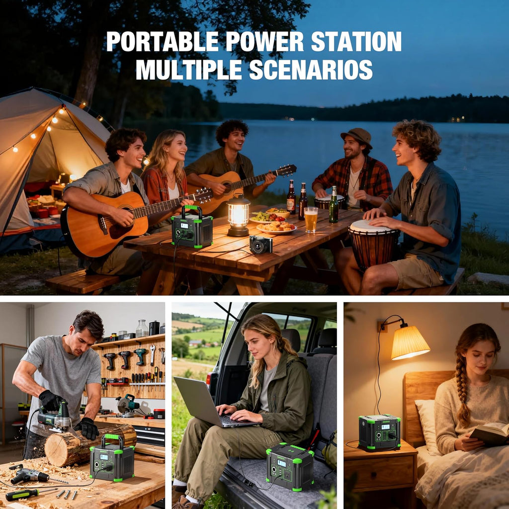 Portable Power Station 330W  288.6Wh Solar Generator with 60W USB-C PD Output  110V Pure Sine Wave AC Outlet  5W Wireless Charging  330W Backup Lithium Battery for Outdoor Camping Travel Hunting Home
