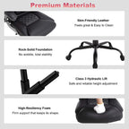 Ergonomic Executive Office Chairs with Lumbar Support Wheels PU Leather Padded Home Desk Chairs with Adjustable Flip Arms, Black