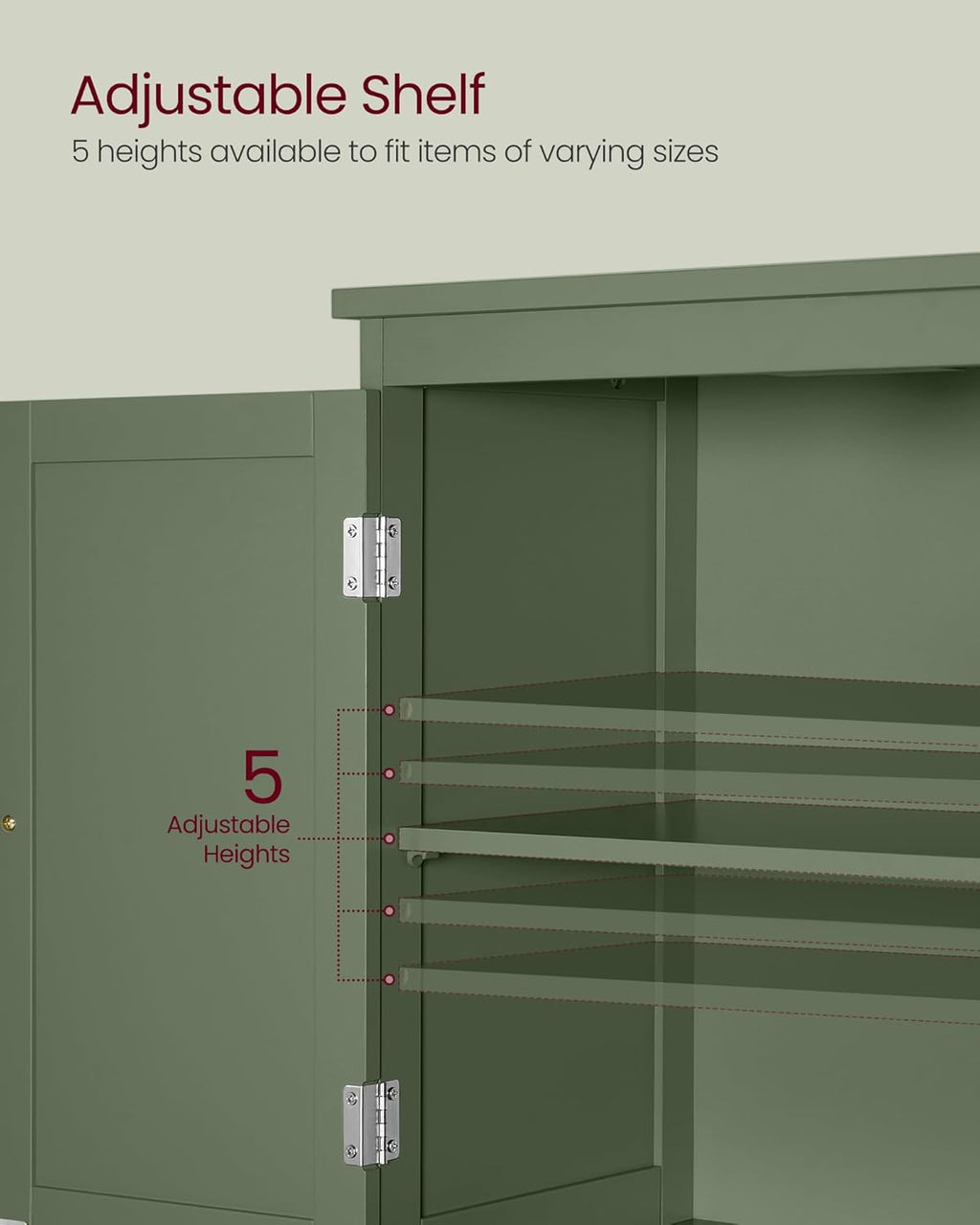 VASAGLE Bathroom Floor Storage Cabinet, Bathroom Storage Unit, Freestanding Cabinet with 2 Drawers and 2 Doors, Adjustable Shelf, 11.8 x 23.6 x 43.3 Inches, Forest Green UBBC551C01