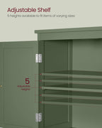 VASAGLE Bathroom Floor Storage Cabinet, Bathroom Storage Unit, Freestanding Cabinet with 2 Drawers and 2 Doors, Adjustable Shelf, 11.8 x 23.6 x 43.3 Inches, Forest Green UBBC551C01