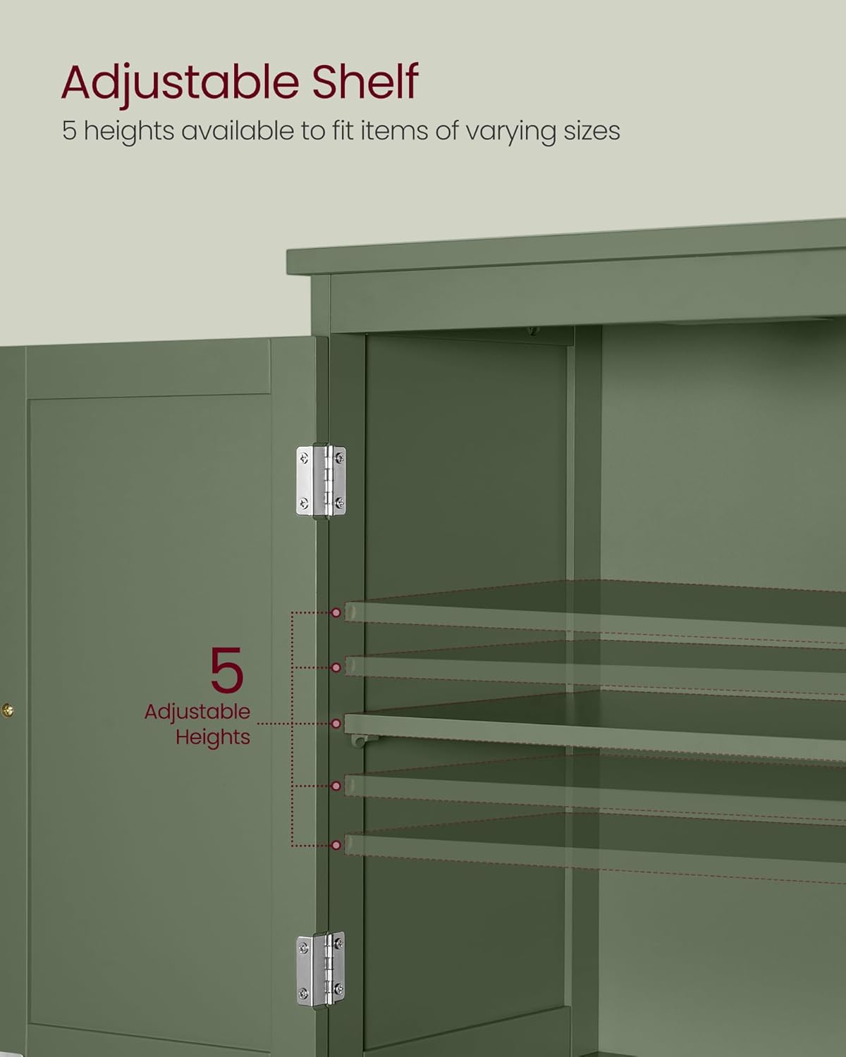 VASAGLE Bathroom Floor Storage Cabinet, Bathroom Storage Unit, Freestanding Cabinet with 2 Drawers and 2 Doors, Adjustable Shelf, 11.8 x 23.6 x 43.3 Inches, Forest Green UBBC551C01