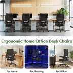 Office Chair Ergonomic Desk Chair - Comfy Mesh High Back Office Chair with Lumbar Support Wheel Home Desk Office Chairs Flip up Armrest Executive Rolling Swivel Task Computer Chair Black Silver