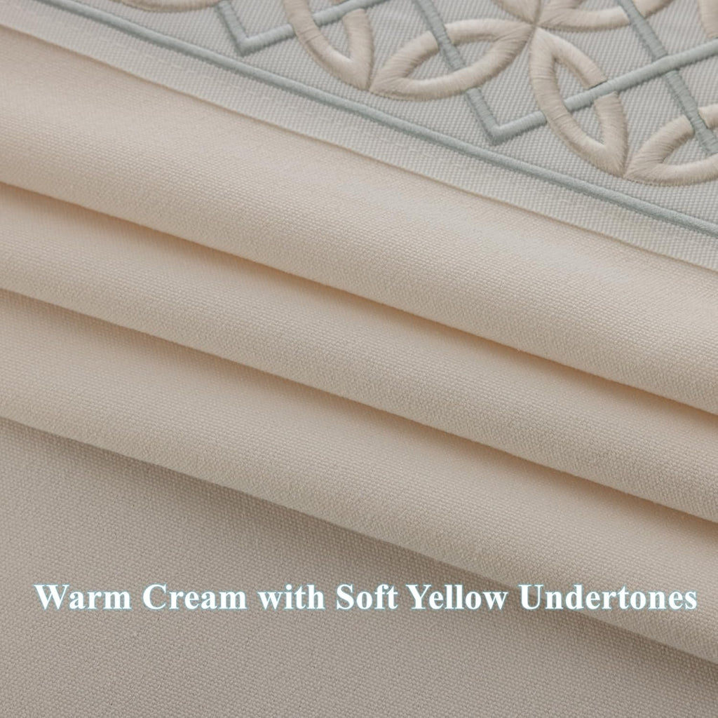 Luxury Cotton Linen Pinch Pleat Curtains, Embroidered Trim Memory Trained Drapes for Stylish Living Room, (50" W x 96" L)