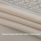 Luxury Cotton Linen Pinch Pleat Curtains, Embroidered Trim Memory Trained Drapes for Stylish Living Room, (50" W x 96" L)