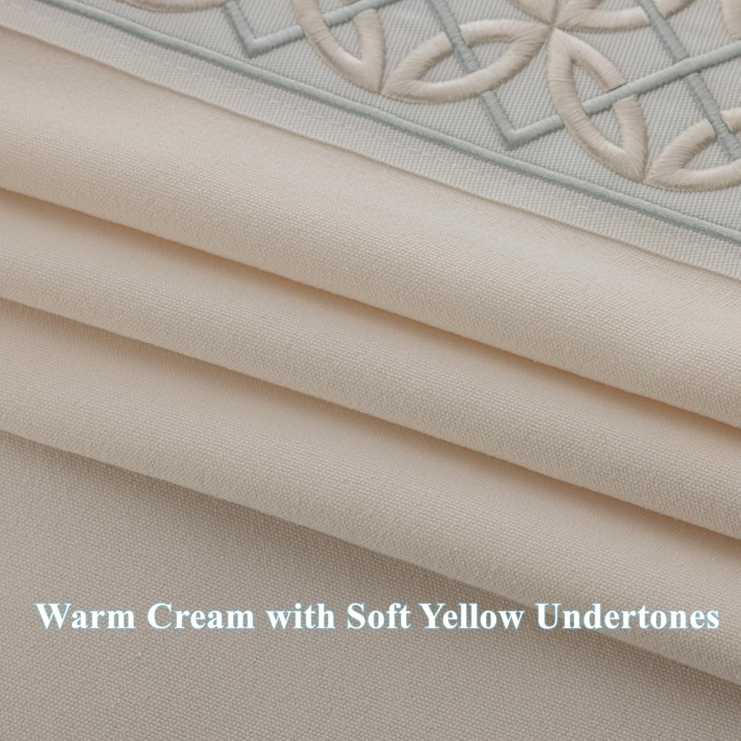 Luxury Cotton Linen Pinch Pleat Curtains, Embroidered Trim Memory Trained Drapes for Stylish Living Room, (50" W x 96" L)