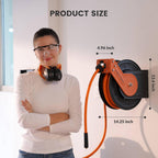 Giraffe Tools Retractable Air Hose Reel, 3/8" Hybrid Hose, Air Compressor Heavy Duty Steel Reel Auto Rewind 300PSI, Wall Mount, 50ft
