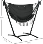 Outsunny Patio Hammock Chair with Stand, Outdoor Hammock Swing Hanging Lounge Chair with Side Pocket and Headrest, Dark Gray