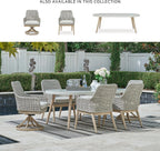 Signature Design by Ashley Seton Creek Cottage Nuvella Weather Resistant Fabric Outdoor Dining Arm Chair with Cushion, Set of 2, Light Brown & Light Gray