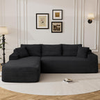95" Boneless Cloud Sectional Couches for Living Room, Comfy Fluffy L Shaped Memory Foam Deep Seat Boneless Couch, Modular Sectional Sofa with Left Facing Chaise, Black