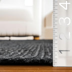 GRUHUM Jute Area Rug10ft Natural Fiber Round Black Handwoven Boho Farmhouse Rustic Vintage Soft Braided Reversible EcoFriendly Rugs for Indoor Kitchen Bedroom Living Room Hallways (10' ft Round)