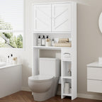 Meilocar Bathroom Storage Cabinet Over Toilet with Toilet Paper Holder Stand, Freestanding Bathroom Storage Organizer Cabinet Space Saver W/Adjustable Shelf, White