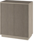 Henn&Hart 28" Fluted Wooden Accent Cabinet, Ribbed Modern Sideboard Buffet Cabinet with 2 Doors and an Adjustable Shelf for Living Room, Dining Room, Bedroom or Entryway, Weathered Gray