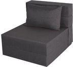 Fvkind Folding Sofa Bed, Foldable Sleeper Chair with Washable Cover, Convertible Futon Sofa Bed with Pillow, Fold Out Couch for Living Room, Dorm, Guest Room, Single Size, Dark Grey