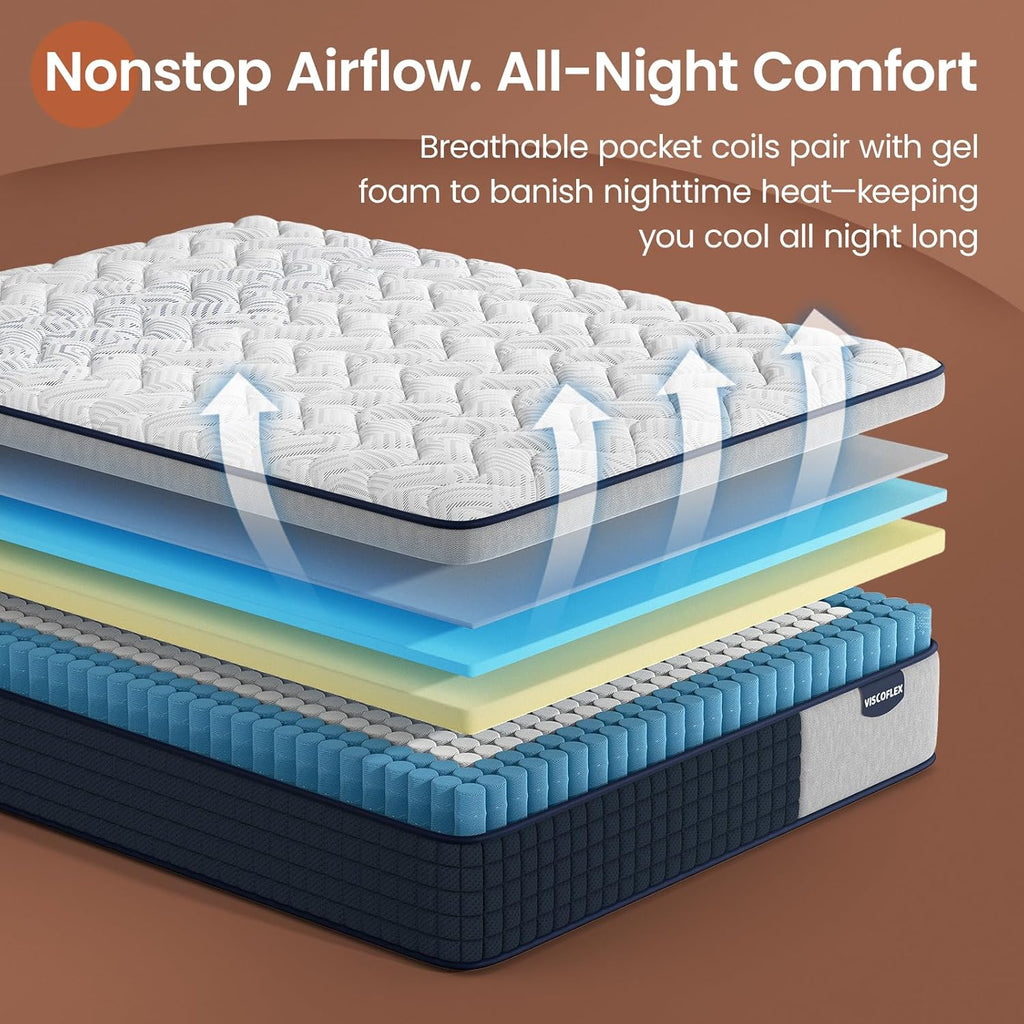 Extra Firm Queen Mattress 14 Inch, Deep Sleep Hybrid Mattress for Lumbar Support & Back Side Sleepers, Pain Relief Mattresses in a Box with Pocket Springs & Cooling Gel - 365-Night Trial, CertiPUR-US