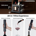 Ca'Lefort Electric Wine Chiller - 46-64°F Wine Cooler for 2 Standard Bottles (3.6" Dia.), All-in-1 Set Electric Opener & 2 Glasses, Perfect for Red, White, Champagne at Home/Office, Gift for Men Women