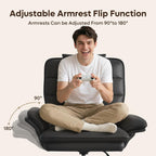 Bestier Cross Legged Office Chair Criss Cross Chair with Adjustable Arms 135° Reclining PU Leather Executive Chair with Wheels Big and Tall Computer Desk Chair for Home Office Black