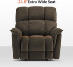 MCombo Large-Wide Dual Motor Power Lift Recliner Chair, Massage and Dual Heating for Elderly People, Infinite Position, Fabric R7166 (Coffee)