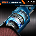 LDHTHOPI 1800W Burnishing Polishing Machine, 110V Handheld Electric Stainless Steel Polisher, 8 Variable Speed, 3100RPM for Metal, Stainless Steel, Wood