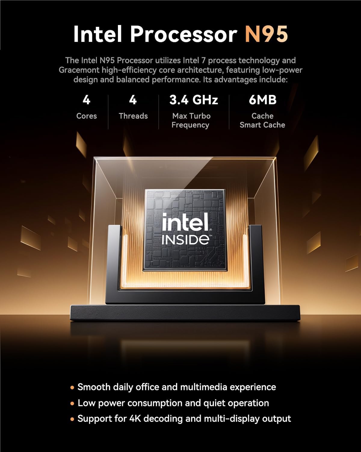 KAMRUI Essenx E1 Mini Computer with N95 Processor  12GB LPDDR5 256GB M.2 SSD Mini PC  Small PC Support Dual 4K  WiFi  Ethernet  Bluetooth  Mini Desktop PC for Business