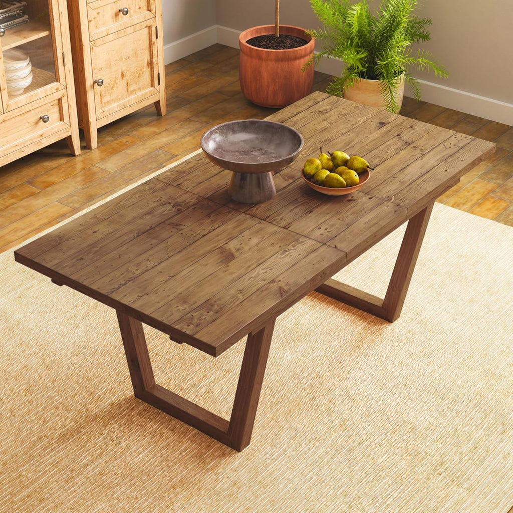 55-70.5" Extendable Dining Table Pine Expandable Dining Room Table for 4 6 8 People Large Rectangle Table Space Saving for Dining Room Living Room Home Office .Walnut