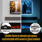 Westinghouse 50 Inch Electric Fireplace Heater, Compatible with Alexa & Google Home, Wall Mount or in-Wall Recessed Fireplace Insert, 24 Hour Timer, Color Changing Flames, 750W/1500W Indoor Heater