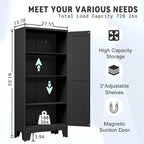 GAIOUS 61.02" Kitchen Pantry Cabinet, Pantry Storage Cabinet with 2 Doors and Adjustable Shelves, Black Food Storage for Kitchen, Living Room, Bedroom and Dining Room (Black) Metal Sideboard