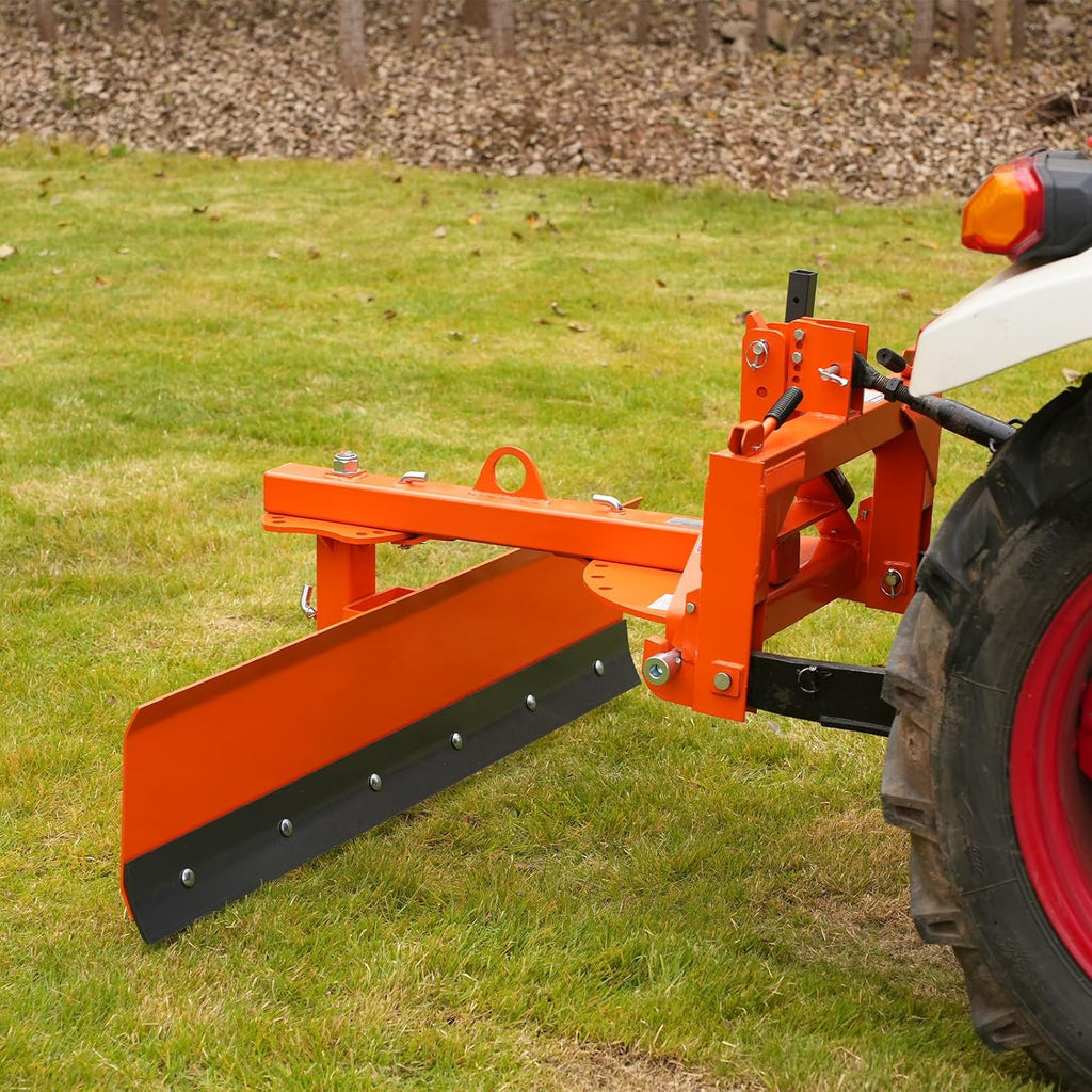 72" 6-Way Adjustable Tractor Rear Blade 3-Point Hitch Attachment- 25.6" Offset & ±45° Angle  Cat.1 20-45HP  RB72S