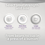 Philips Baristina Espresso Machine, Grind, Tamp & Brew Coffee Beans in One Swipe, Compact, 16 Bar Pump Pressure, Automatic Grinder, Natural White with Ash Wood Portafilter (BAR302/20)