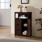 Yaheetech Wood Bathroom Floor Cabinet with 3 Drawers &1 Cupboard, Free Standing Storage Organizer Hallway Entryway Cabinet for Living Room Kitchen, Espresso