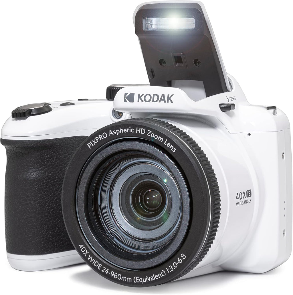 Kodak PIXPRO AZ405-WH 20MP Digital Camera 40X Optical Zoom 24mm Wide Angle Lens Optical Image Stabilization 1080P Full HD Video 3" LCD Vlogging Camera (White)  Full Frame