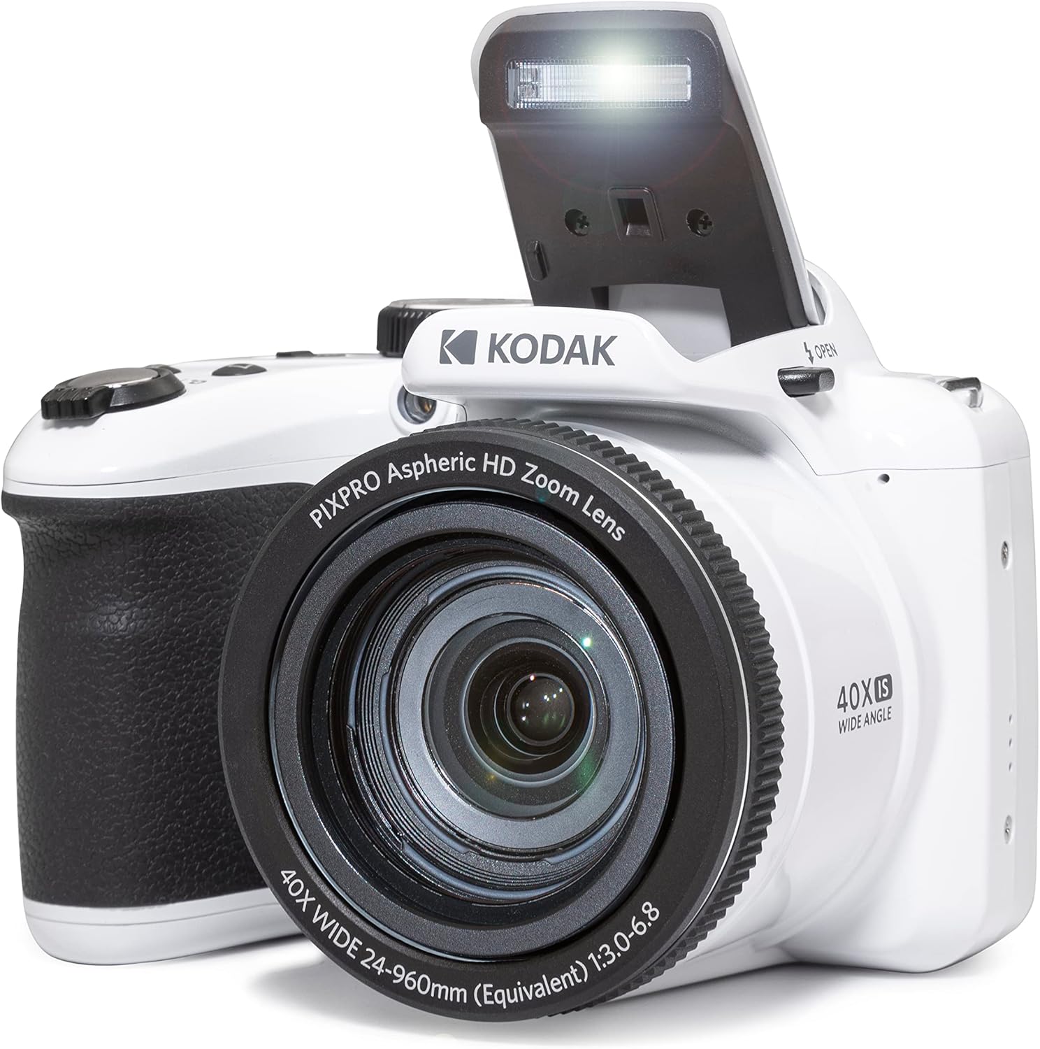 Kodak PIXPRO AZ405-WH 20MP Digital Camera 40X Optical Zoom 24mm Wide Angle Lens Optical Image Stabilization 1080P Full HD Video 3" LCD Vlogging Camera (White)  Full Frame