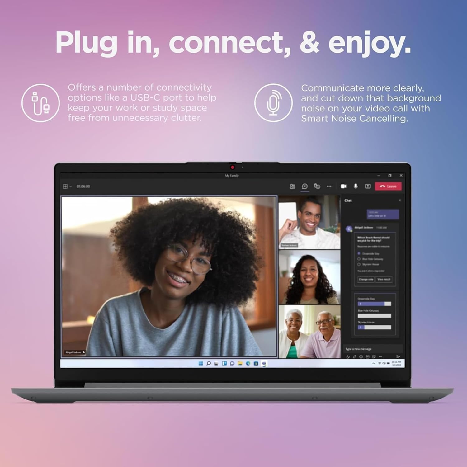 Lenovo IdeaPad Laptop Computer - 8GB RAM - 256GB SSD Storage - Intel Core - Microsoft Office for The Web | Rapid Charging  Webcam  Windows 11 no Mouse | Essential Laptop  Slim  Light