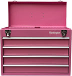 Workington Portable Metal Tool Chest with 4 Drawers, 20" 4-Drawer Tool Chest Cabinet with Ball Bearing Drawer Slides, Steel Tool Storage Box Organizer 4004 Pink