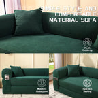 4-in-1 Folding Convertible Sofa Bed, 80 Inch Corduroy Upholstered Boneless Couch, Loveseat Sleeper with Pull Out Bed, Floor Sofa Modular Futon Teddy Sofa for Living Room Bedroom Lounge, Deep Green