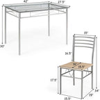 Giantex 5 Piece Dining Table Set, Kitchen Dining Set with Tempered Glass Table Top and 4 Chairs, Dinette Set for 4 for Breakfast Nook Dining Room Kitchen (Transparent)