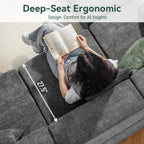 Modular Sectional Cloud Couch for Living Room - 130'' 6 Seater Convertible Chenille Couches Set with Ottoman, No Assembly Compression Sofas, Comfy Floor Sofa with Memory Foam, Dark Grey
