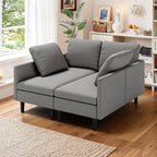 Gizoon Convertible Sectional Sofa, Convertible to L-Shaped Sofa, Linear and Sofa Bed, with Comfortable and Soft Fabric, Four Pillows, for Living Room, Apartment and Office, Light Gray