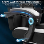 Meilocar Big and Tall Gaming Chair for Adults, 330lbs Heavy Duty Computer Chair with Footrest, Video Game Chair, Massage Lumbar Support, Wide Seat High Back Reclining Desk Chair, White