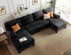 KKL Sectional 112 Inches Sofa Couch - 4 Seater U Shape Convertible Soft Couch with Side Storage for Living Room, Home Sofas with Chaise, Modern Couches for Apartment, Meeting Room Furniture, Bedroom
