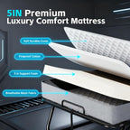Pataku Folding Bed with Mattress, Twin Foldable Bed, Roll Away Beds for Adults, 75" x 31" Roll Away Portable Beds with 5" Mattress, Folded Frame for Small Apartment, Guest Room