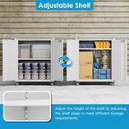 Aobabo 31.5" H Garage Storage Cabinet with Wheels,Lockable Metal Storage Cabinet with 2 Doors for Garage Home Office Storage,White,Assembly Required