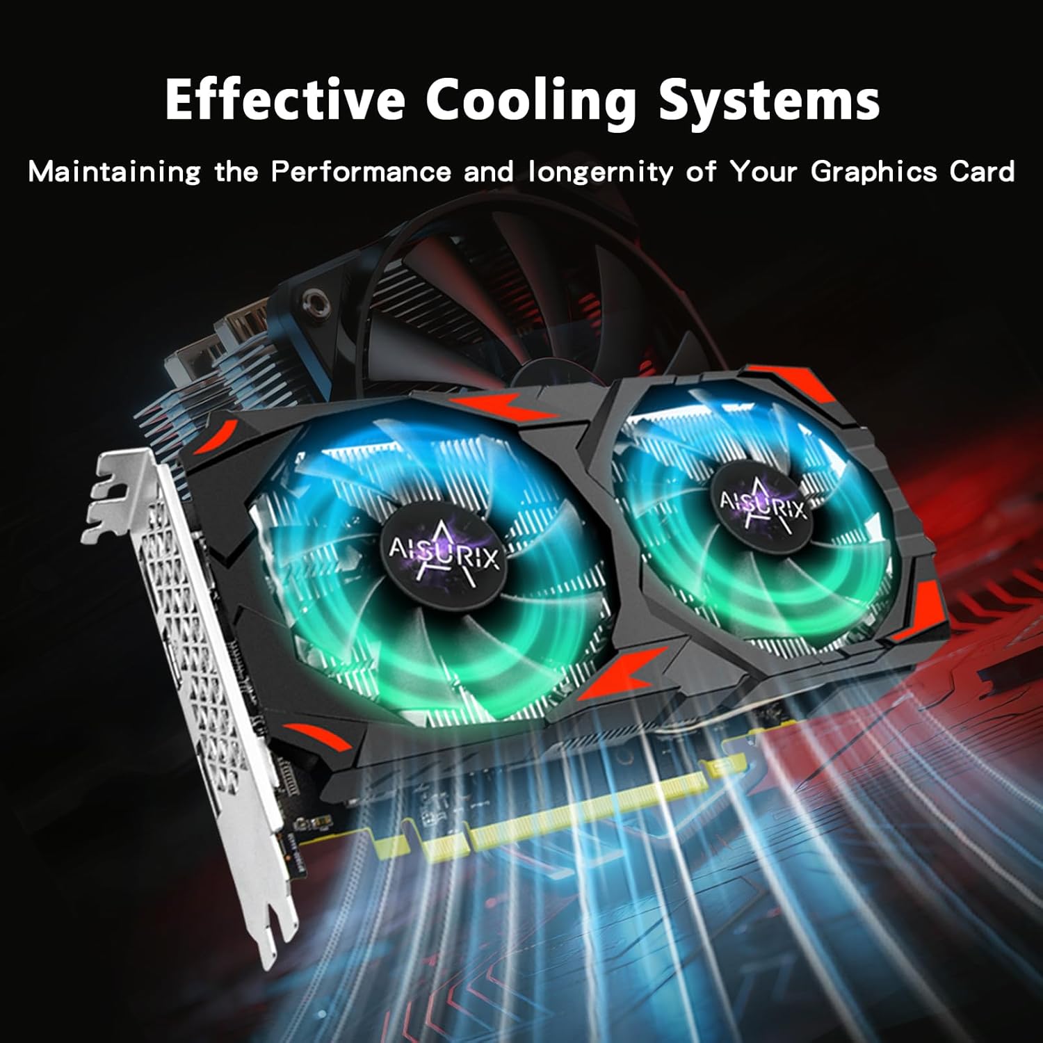 AISURIX RX 590 Graphics Card, Real 8GB, GDDR5, 256 Bit, RX 580 2304SP Pc Gaming Video Card, 2XDP, HDMI, PCI Express 3.0 with Freeze Fans Graphics Card for Gaming pc