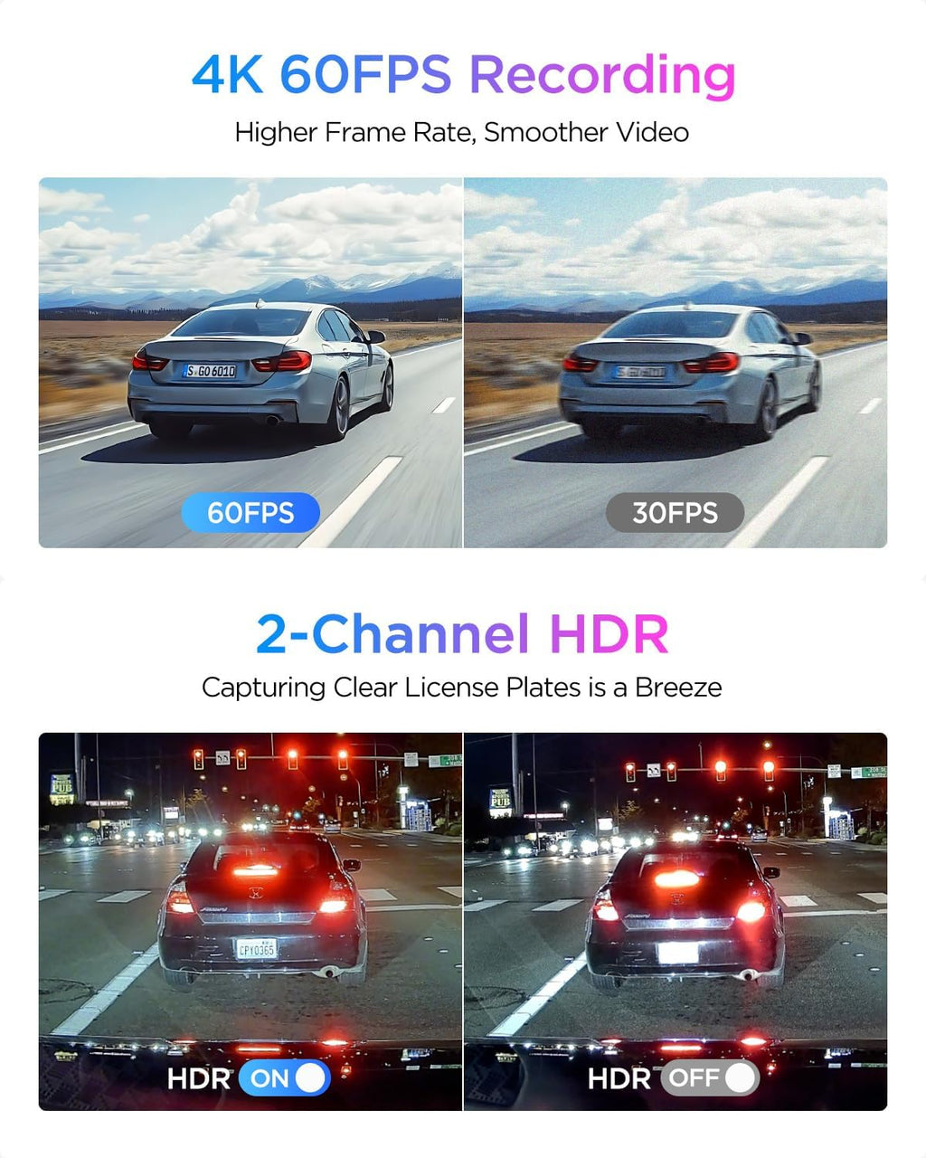 VIOFO A329S 4K 60FPS Dash Cam Front and Rear  4K+2K Dual Dash Camera for Cars  Power Saving Parking Mode  Wi-Fi 6 App Control  Dual STARVIS 2 Sensors  Supports up to 4TB SSD