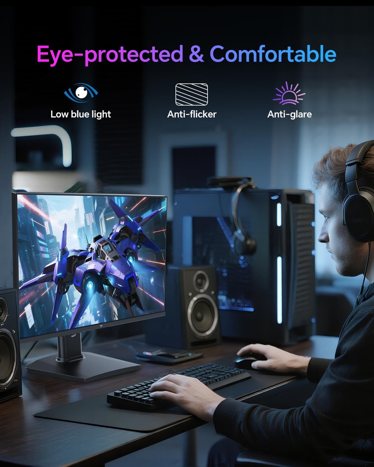 KTC 24 Inch Gaming Monitor 180Hz - 2K 1440P Computer Monitors  Fast IPS Monitor with HDR 400  Adaptive Sync  Up to 185Hz  HDMI 2.0 & Display Port 1.4  Height Adjustable  Vesa Mount  H24T7