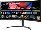 LG 34" Curved UltraWide WQHD(3440x1440) Smart Monitor with HDR10 99% sRGB  100Hz  Magic Remote  AirPlay 2 & Adjustable Stand  webOS