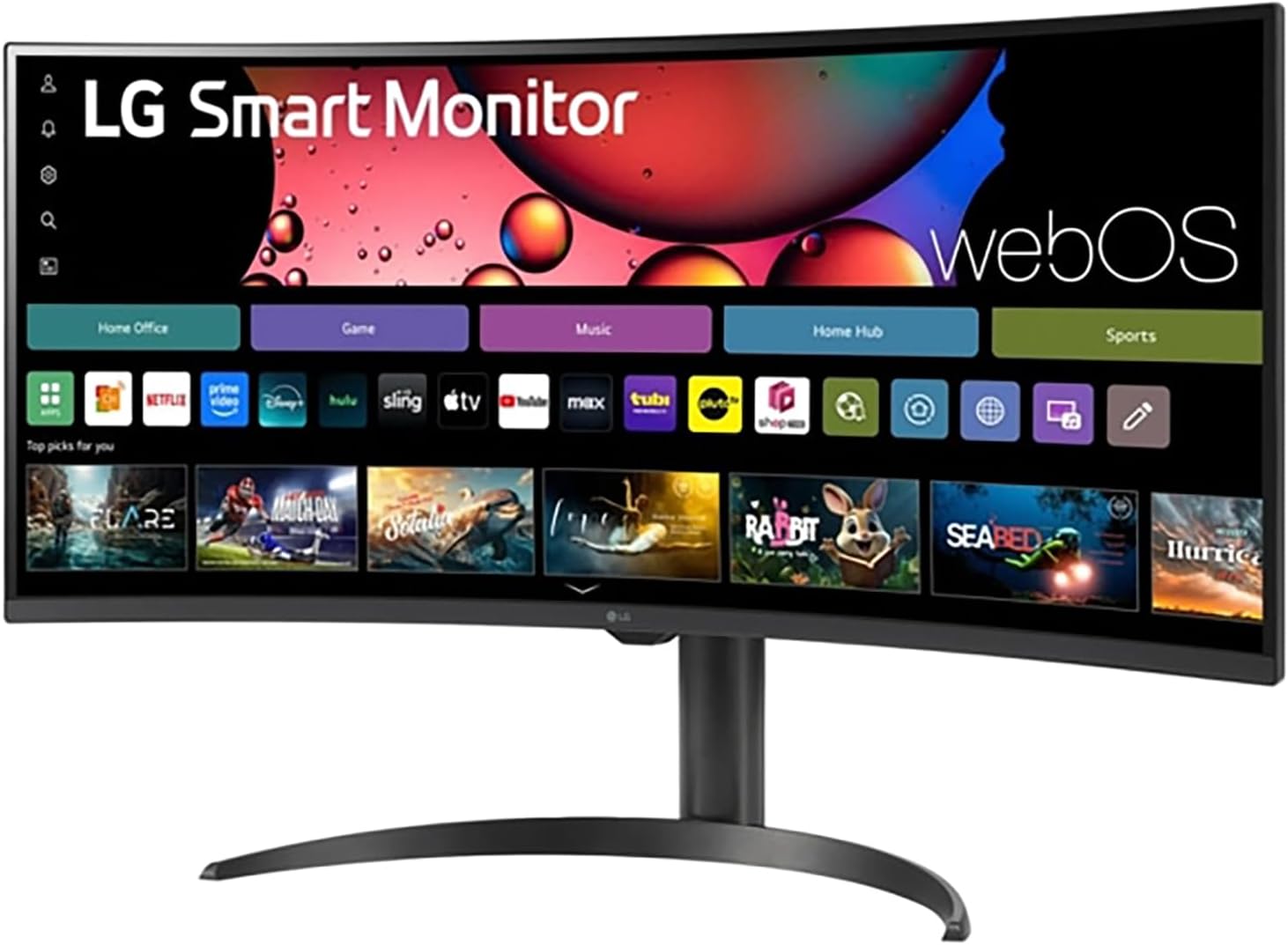 LG 34" Curved UltraWide WQHD(3440x1440) Smart Monitor with HDR10 99% sRGB  100Hz  Magic Remote  AirPlay 2 & Adjustable Stand  webOS
